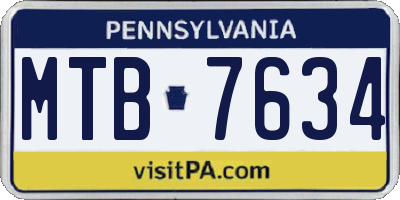 PA license plate MTB7634