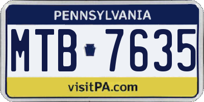PA license plate MTB7635