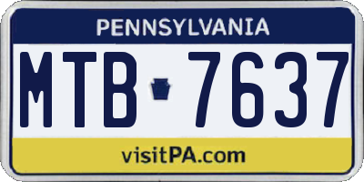 PA license plate MTB7637