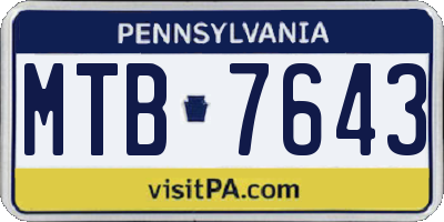 PA license plate MTB7643