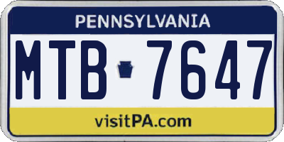 PA license plate MTB7647