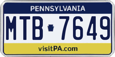 PA license plate MTB7649