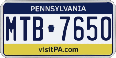 PA license plate MTB7650