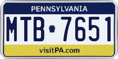 PA license plate MTB7651