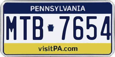 PA license plate MTB7654