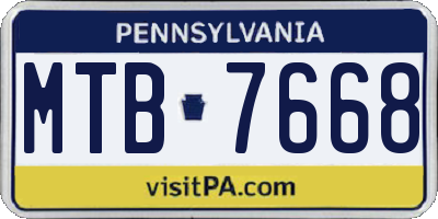 PA license plate MTB7668