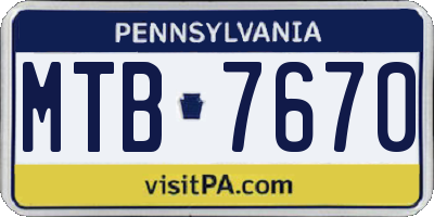 PA license plate MTB7670