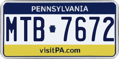 PA license plate MTB7672