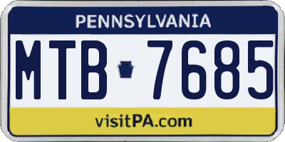 PA license plate MTB7685