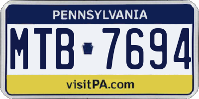 PA license plate MTB7694