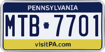 PA license plate MTB7701
