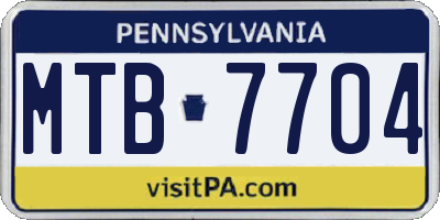 PA license plate MTB7704