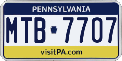 PA license plate MTB7707