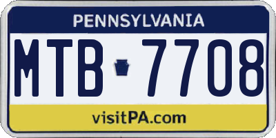 PA license plate MTB7708
