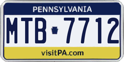 PA license plate MTB7712