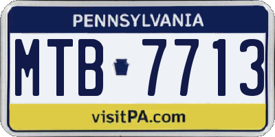 PA license plate MTB7713