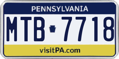 PA license plate MTB7718