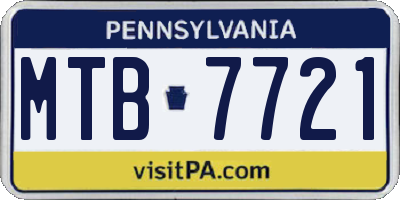PA license plate MTB7721