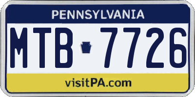 PA license plate MTB7726