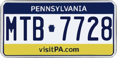 PA license plate MTB7728