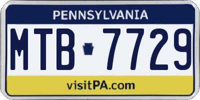 PA license plate MTB7729