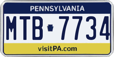 PA license plate MTB7734