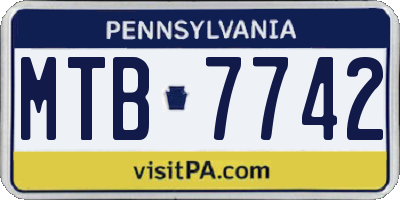 PA license plate MTB7742