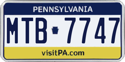 PA license plate MTB7747