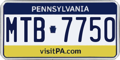 PA license plate MTB7750