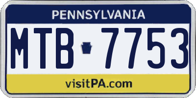 PA license plate MTB7753