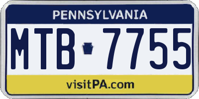 PA license plate MTB7755