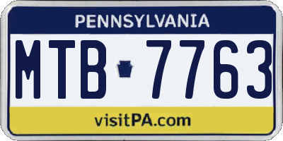 PA license plate MTB7763