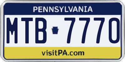 PA license plate MTB7770