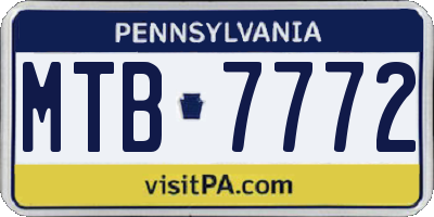 PA license plate MTB7772