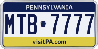 PA license plate MTB7777