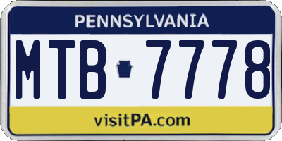 PA license plate MTB7778