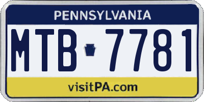 PA license plate MTB7781