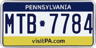 PA license plate MTB7784
