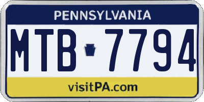 PA license plate MTB7794