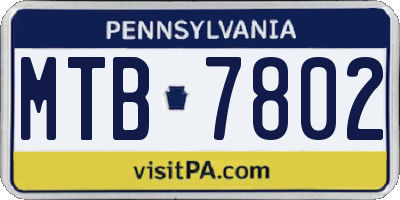 PA license plate MTB7802