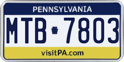 PA license plate MTB7803