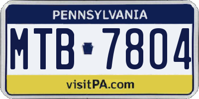 PA license plate MTB7804