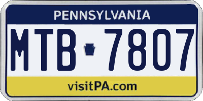 PA license plate MTB7807