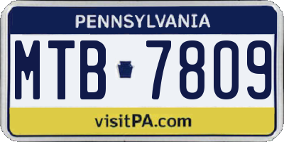 PA license plate MTB7809