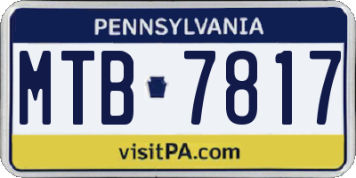 PA license plate MTB7817