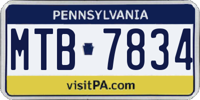 PA license plate MTB7834
