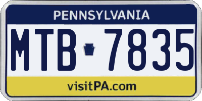 PA license plate MTB7835