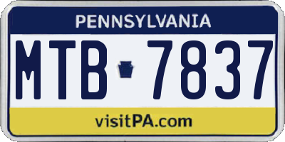 PA license plate MTB7837