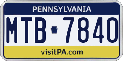 PA license plate MTB7840