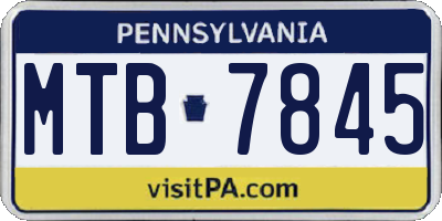 PA license plate MTB7845
